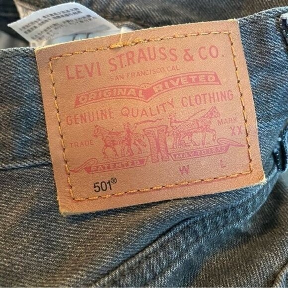 Levi’s Premium 501 Original Shorts Distressed Cutoff Eat Your Words Charcoal 29 - Picture 4 of 10